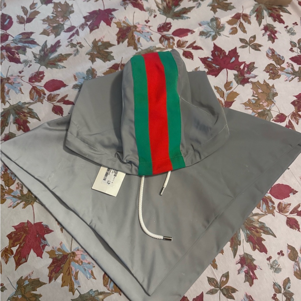 Gucci Poncho! Reflective Hoodie with Red and Green Stripe. Authentic never worn!